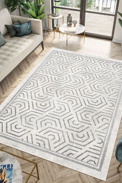 VİVİCA Modern Dijital Baskı Dört Mevsim Yıkanabilir Kaymaz Taban Salon Halısı...