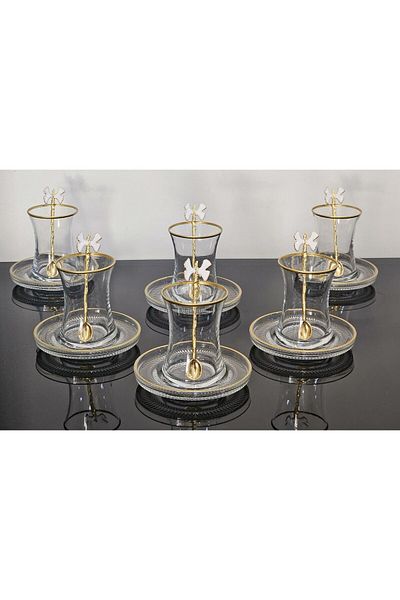 atabey home White Luxury Tea Set for 6 People - 18 Pieces, Big Cup 155CC