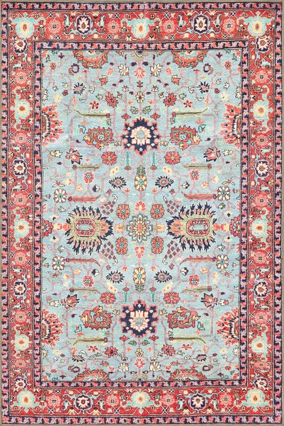 Rugs Modern Halı سجادة قاعدة منسوجة منقوشة هندسية باللون الرمادي والبرتقالي ا...