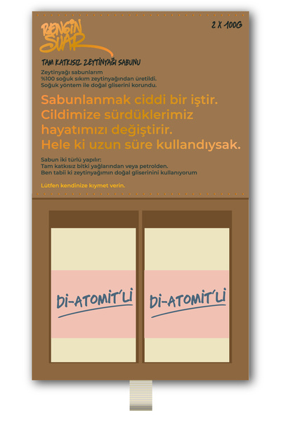 Rengin Suar صابون زيت الزيتون دياتوميت - مجموعة من 2 في علبة هدية