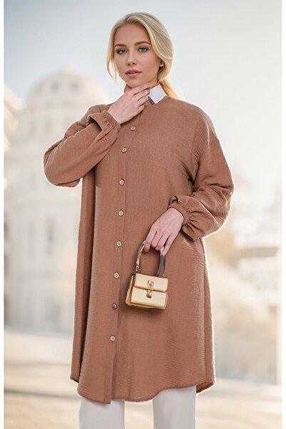 new ats Λινό χιτώνα με κουμπιά Judge Collar