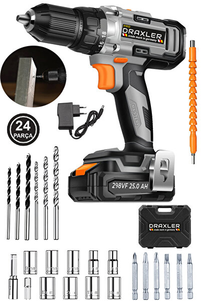 Pro Draxler Germany Greyy 298Vf Çelik Şanzuman Bakır Sargılı Darbeli Çift Akü...