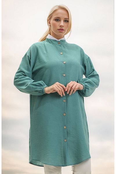 new ats Chief Collar Buttoned Linen Tunic