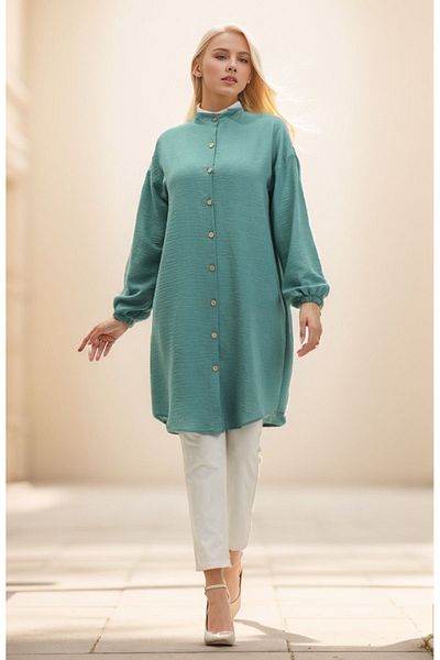 new ats Chief Collar Buttoned Linen Tunic