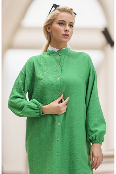 new ats Λινό χιτώνα με κουμπιά Judge Collar