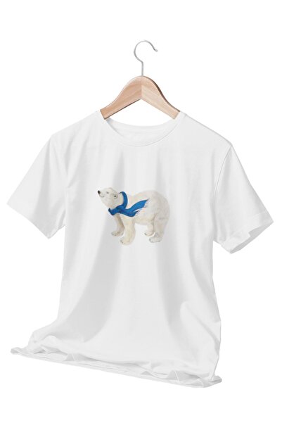 qoeuyl boutique تي شيرت أبيض ممتع مطبوع عليه دب قطبي لطيف للجنسين