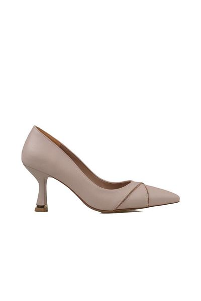 Trend Adımlar Women's Classic Cream Shoes - Cross Stone Embroidered
