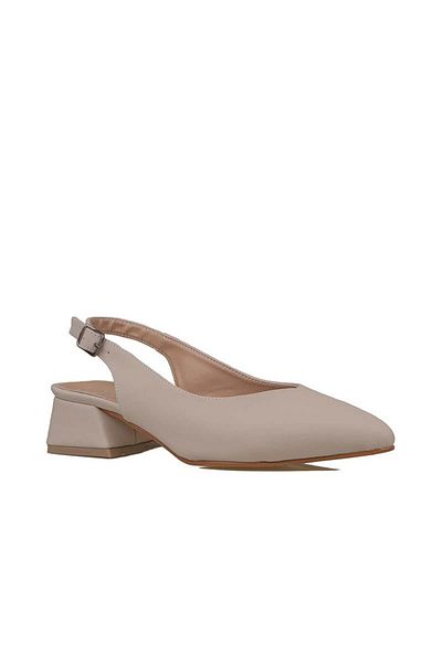 Trend Adımlar Beige Satin Glow - Women's Pointed Toe Open Back Shoes