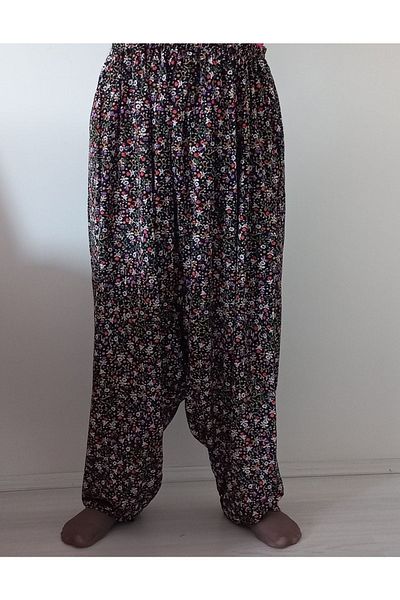 DESENLI GELINCIK Jersey Shalwar cu plasă de sus cu model de flori
