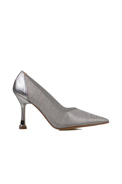 Trend Adımlar Stiletto pentru femei Glam - Cristal argintiu, acoperire cu sclipici transparent