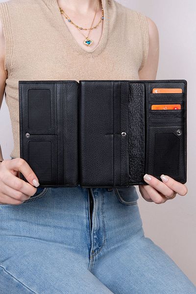 Grande L2664 Genuine Real Leather Large Size Women's Portfolio Wallet