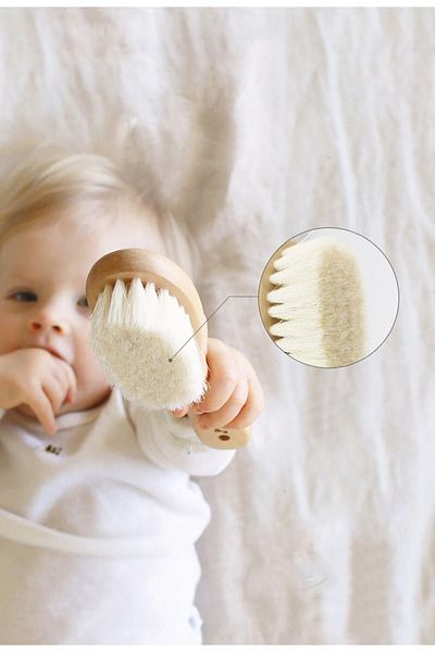 ManamaBaby 100% Natural Goat Hair Baby Hair Brush Goat Hair Baby Comb Children's Hair Brush