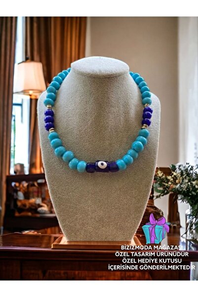 bizizmoda الطابق السفلي الزجاج حبة Serenay الزجاج قلادة عين الشر حبة قلادة