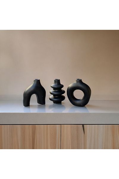 Gorgon Art Μαύρο Σκανδιναβικό Βάζο - Σετ 3 τεμ