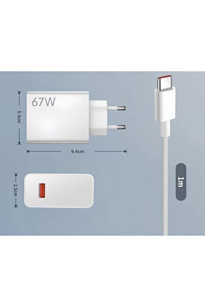 RADOON Type-c 67w Tüm Type-c Telefonlara Uyumlu Turbo Hızlı Şarj Adaptörü Ve Kablo Set