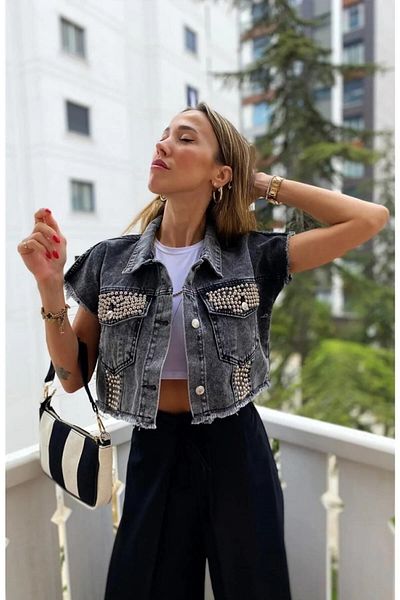 Lady Pixie Staple Embroidered Denim Vest