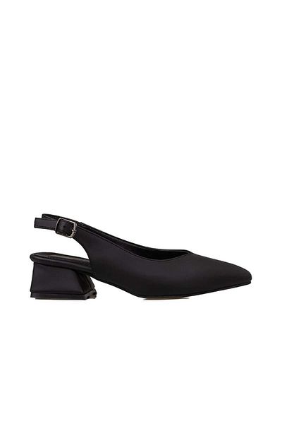 Trend Adımlar Women's Black Satin Glow Pointed Toe Open Back Shoes