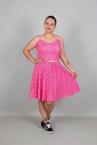 Truva XXL TruvaXxl Plus Size Colorful Women's Clothing Set - Adjustable Thin Strap Blouse and Skirt Tk337