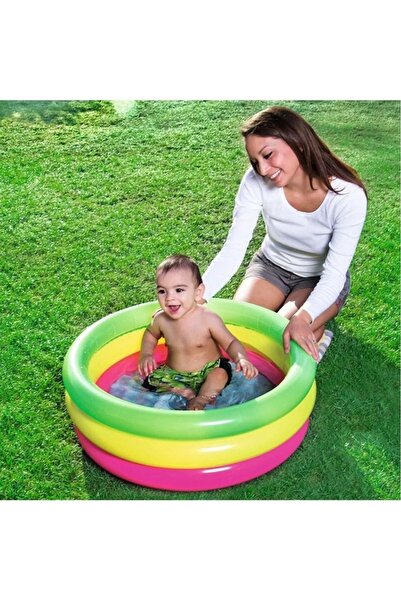 berattoys Unisex Bebek Renkli Şişme Zemin Havuzu 70x24cm altı kabartmalı 3 bo...