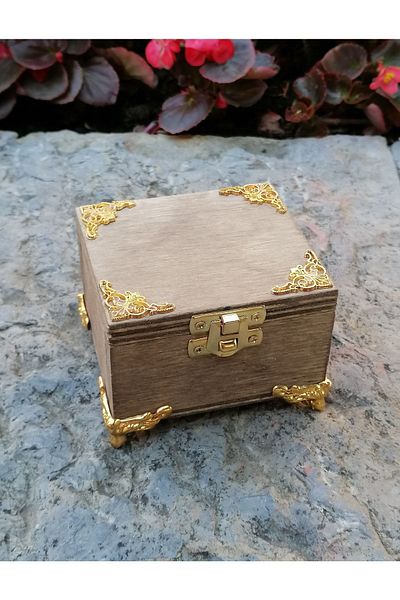 Lime Art Shop Ръчно изработени дървени пръстени за бижута, мини кутия за бижута 8x8x5 см
