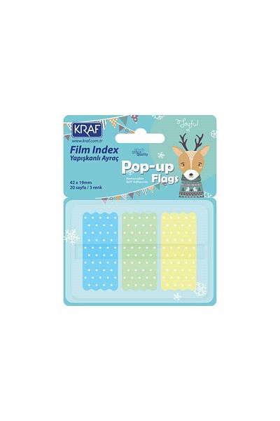 KRAF Pop-Up 3 Color Pastel Polka Dot Index Film - 20 yp, 42x19 mm 4219-2