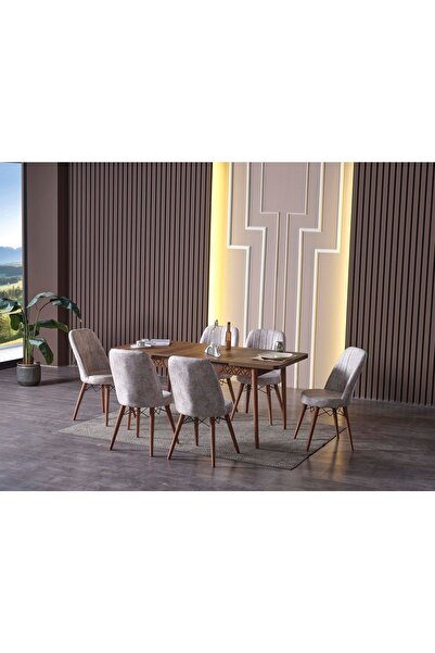 Ressa Home Lodos 80x130(kapalı) 80x170(açık) Yemek Masası Takımı Mutfak Masa Takımı 6 Sandalyeli