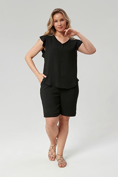 xlargebutik Σετ σορτς μεγάλου μεγέθους μαύρο Ayrobins Lycra