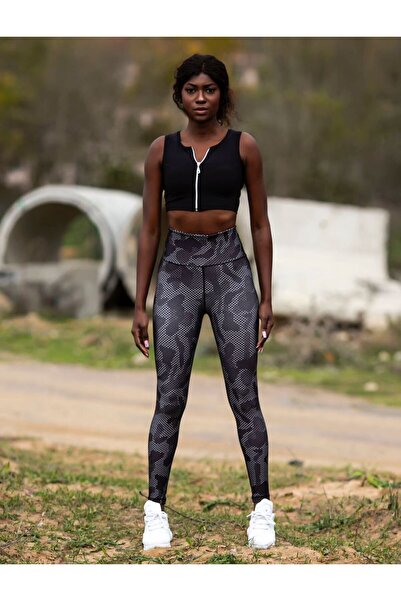 lismina Benekli Kamuflaj Desen Ekstra Yüksek Bel Toparlayıcı Tayt