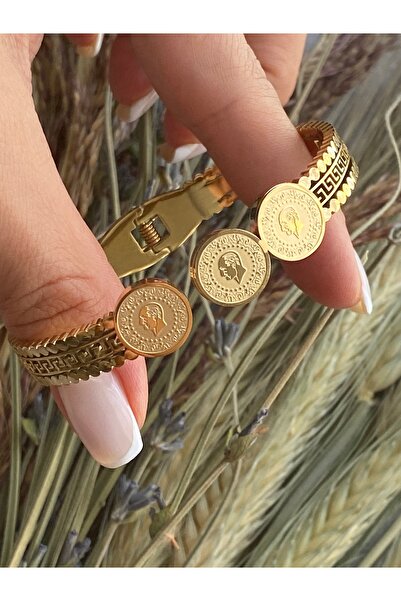 Lucios ata lira detaylı kuyumcu serisi kelepçe paslanmaz çelik iç çap 6 cm