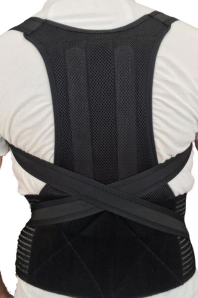 Ankaflex Ортопедичен унисекс черен спортен корсет - с кости и изправена стойка