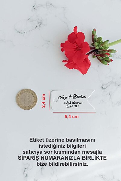 Vice Kişiye Özel Baskılı Etiket / Nişan-Kına- Nikah Etiketi / 100 Adet  Flama Etiket (2,4X 5,4 CM)