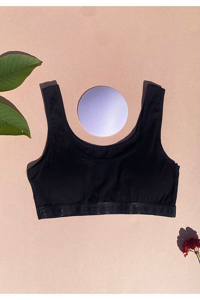 VicTroy Padded 2-Piece Black and Skin Strap Bustier-Half Tank Top (M=70-75, L=80-85, Xl=90-95 )