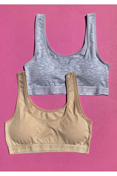 VicTroy Σετ μπουστάκι από βαμβάκι και λύκρα με 3 αποσπώμενα μαξιλαράκια σε χρώμα δέρματος - Half Singlet