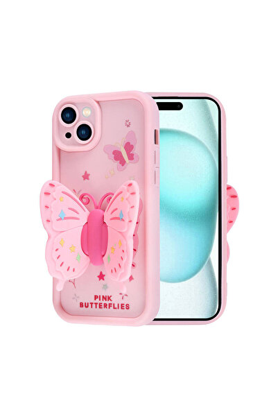 Rivor Apple iPhone 15 Plus Uyumlu Kılıf Kamera Korumalı Kelebek Figürlü Yumuş...