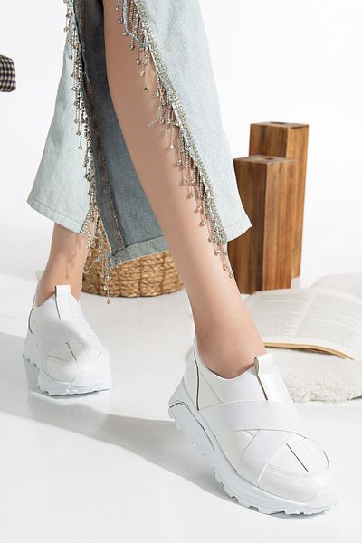 Mc vay Shoes Pantofi sport eleganti pentru femei - Press Cross, cu detaliu alb din cauciuc