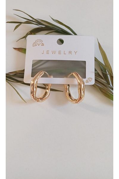 Feride VIP Series - Steel Earrings Curved Hoop Zigzag Rime Porcelain Antiallergic Non-Tarnish Color Earrings
