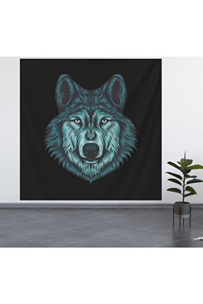 ALAMODECOR Tapiserie de perete model Blue Wolf (100X100, 140X140) / Covor de ...