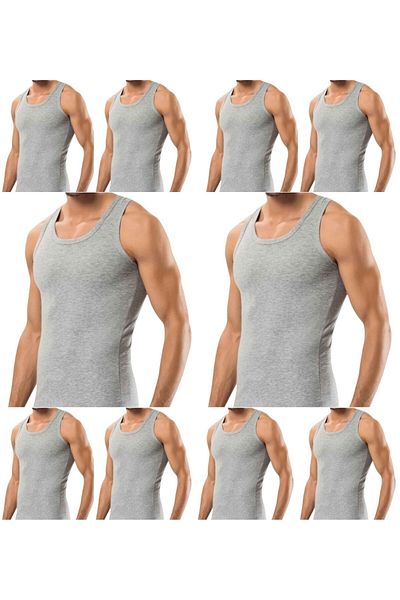 marufshop Ανδρικό εσώρουχο 10 τεμαχίων Slim Fit, χτενισμένο βαμβακερό Lycra (Rambo Singlet)