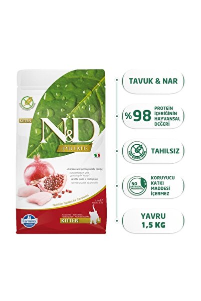 N&D Tahılsız Tavuklu Ve Narlı Kitten Yavru 1,5 Kg Kedi Maması