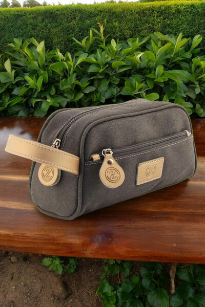 QUB CLUB حقيبة قماش سوداء للجنسين - مقاومة للماء ومنظم للحلاقة، مكياج شخصي وسفر