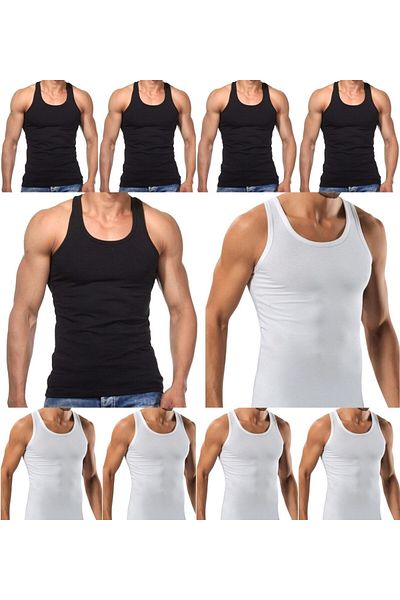 marufshop Men's Slim Fit Lycra Combed Cotton Sports Undershirt - 10 Pieces Rambo