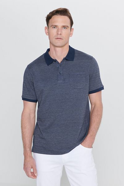 AC&Co / Altınyıldız Classics Pánské tričko se vzorem polo límečku s širokým střihem Comfort Fit