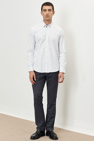 ALTINYILDIZ CLASSICS Ανδρικό πουκάμισο λευκό-μπλε Slim Fit Slim Fit με γιακά με στάμπα