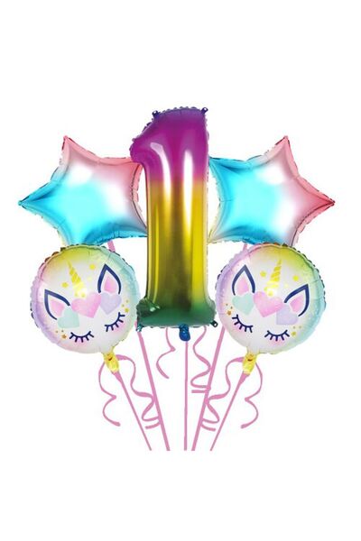 DÜVENCİ TİCARET Set Folie Balon Unicorn 5 Buc