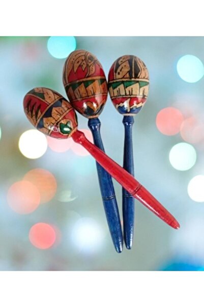 PİRAMİGO Mainan Marakas Kayu Perküsyon Bali El Yapımı Etnik Müzik 1 Adet