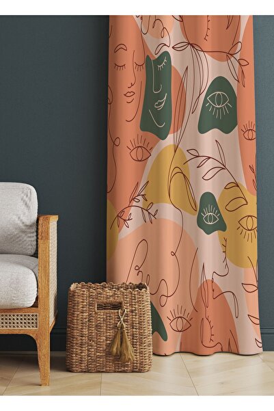 ALAMODECOR Etnik Desenli Baskılı Fon Perde 140 X 260 Cm Kaliteli - Dijital Ba...