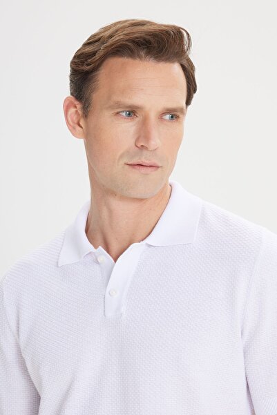 ALTINYILDIZ CLASSICS Ανδρικό πλεκτό μπλουζάκι με λαιμόκοψη 100% βαμβακερό ζακάρ με κανονική εφαρμογή