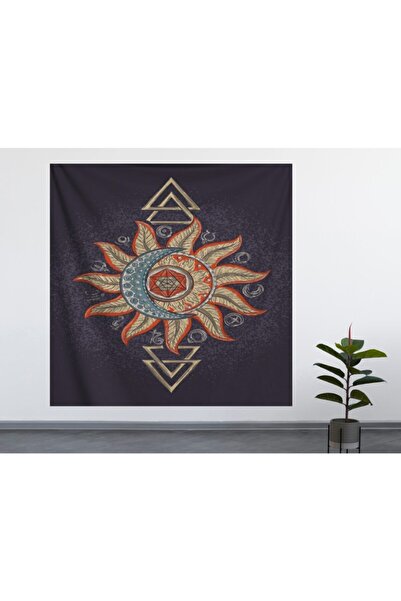 ALAMODECOR Tapiserie de perete cu model Soare și Lună - Covor 100x100/140x140