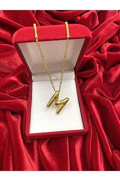 Feride Steel M Letter Balloon Necklace