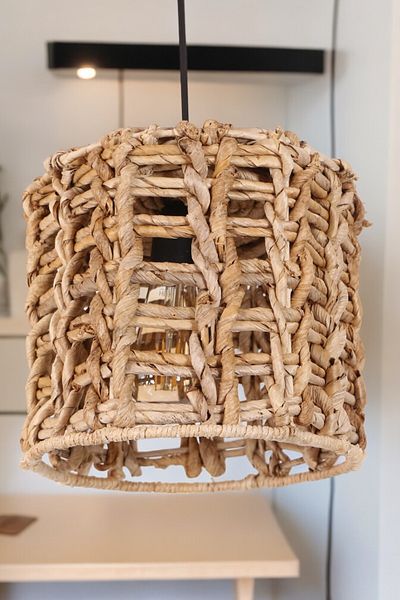 oceanpoint Scandinavian Beige Natural Pendant Lamp - 25x25cm Bohemian Design